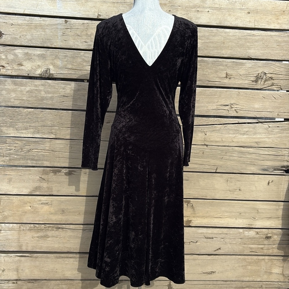 Crushed Velvet Black Midi Dress Sz Sm/med - Picture 11 of 11